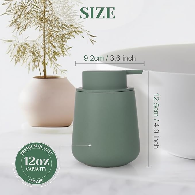 INGOFIN Ceramic Foaming Soap Dispenser - 12oz Foam Hand Soap Dispenser Bathroom - Image 2