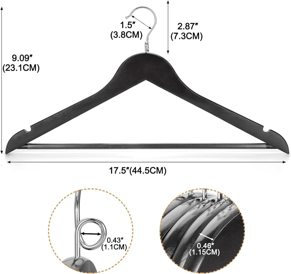TOPIA HANGER Black Wooden Hangers 30 Pack, Space Saving Coat Hanger with 360°...
