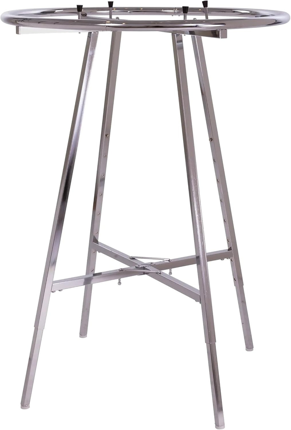 Econoco 36in Round Folding Garment Rack, Adjustable 48–66in H, Chrome