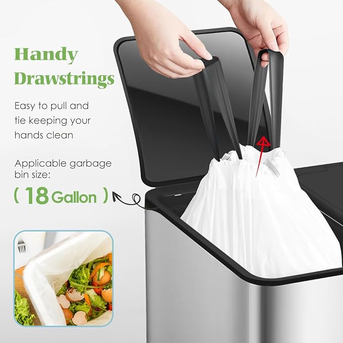 Drawstring Trash Bags-18 Gallon 120 Counts Large Strong Tall Kitchen Trash Bags - Image 6