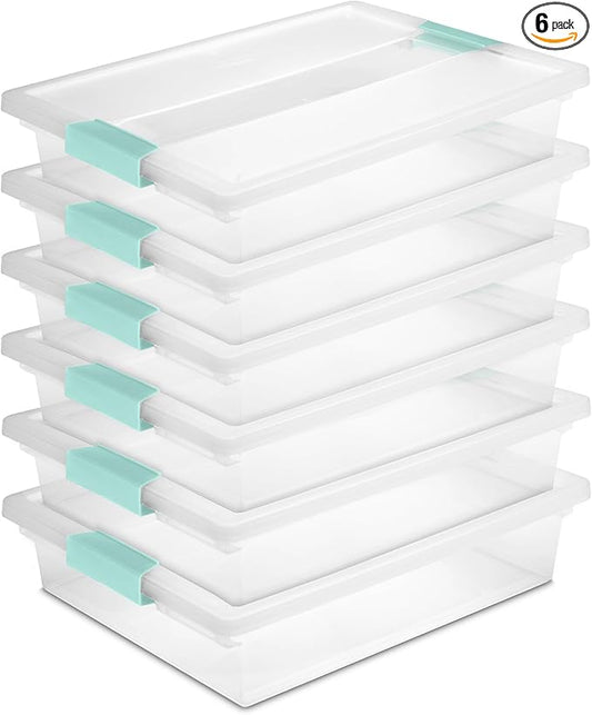 Sterilite 6-Pack Clip Box, Stackable Clear Plastic Bins by Sterilite