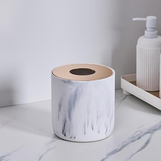 White Marble Textural Mini Trash Can - Image 5