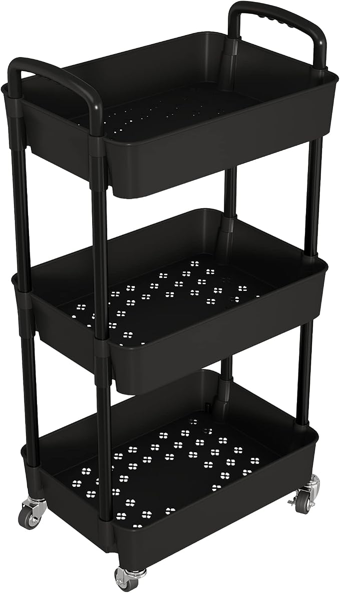 Laiensia 3-Tier Kitchen Storage Cart, Mobile Shelving Unit Cart - Image 2