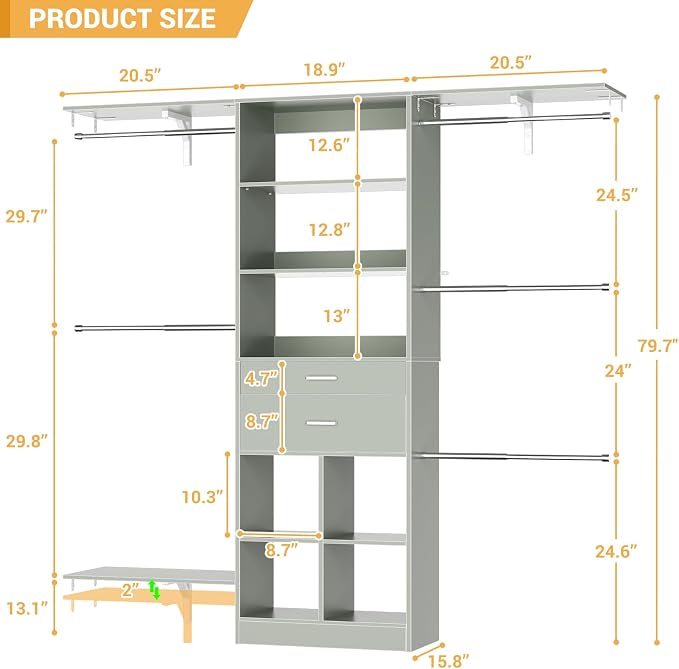 5FT Small Closet System, Baby Closet Organizer System - Image 3