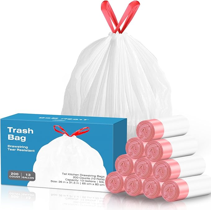 13.2 Gallon Tall Kitchen Drawstring Trash Bags, Leak Proof, Waste Bag - Image 9
