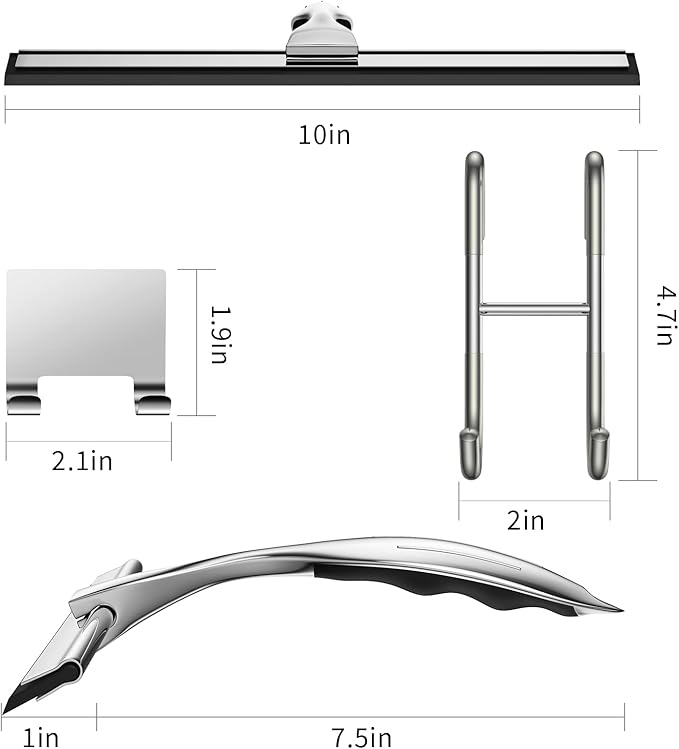 Shower Squeegee Set, 10-Inch Stainless Steel Squeegee - Image 3
