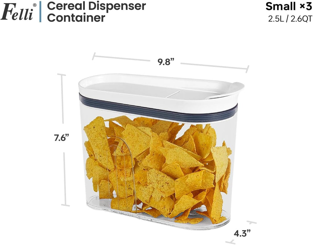 Felli Airtight Cereal Containers 2.6 Qt, Stackable BPA-Free Acrylic Cereal Di...