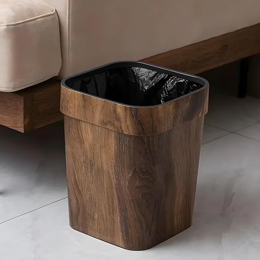Wood Grain Plastic Trash Can Bedroom, Square 2-Pack, 3.7 Gal Farmhouse - Image 6