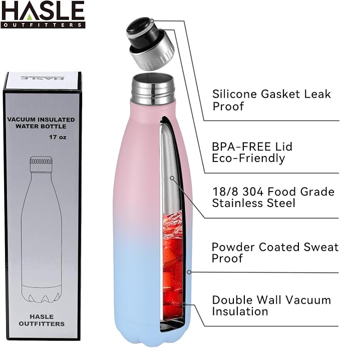 HASLE OUTFITTERS 17oz Stainless Steel Water Bottles Bulk, Vacuum Insulated - Image 2