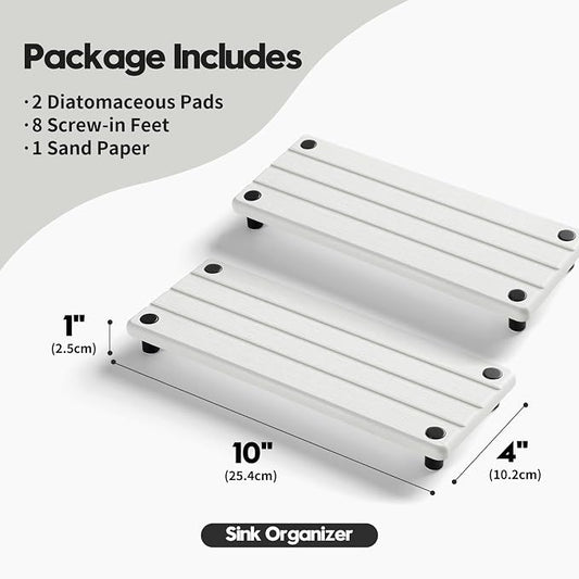2 Pack Fast Drying Water Absorbing Diatomite Stone Mat Tray - Image 2