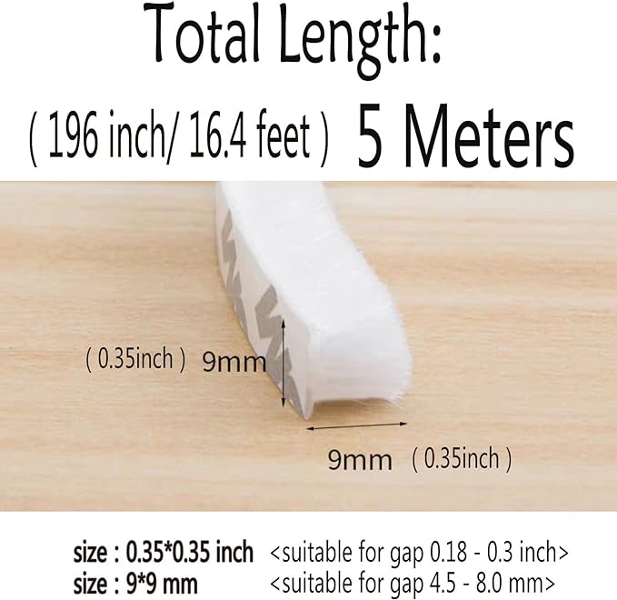 Weather Stripping Brush for Sliding Windows/Doors Frame Side, Pile Self - Image 2