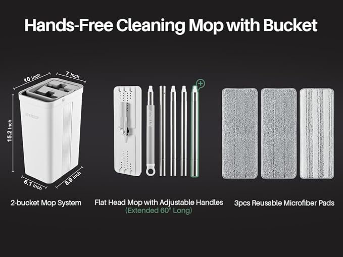 JOYMOOP Mop and Bucket with Wringer Set, Wet Dry Wall Cleaner with Long Handle - Image 7