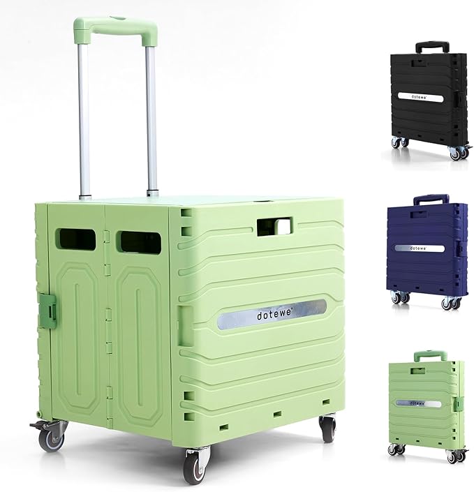 Folding Utility Cart Portable Rolling Crate Handcart Foldable Shopping Trolley by dotewe