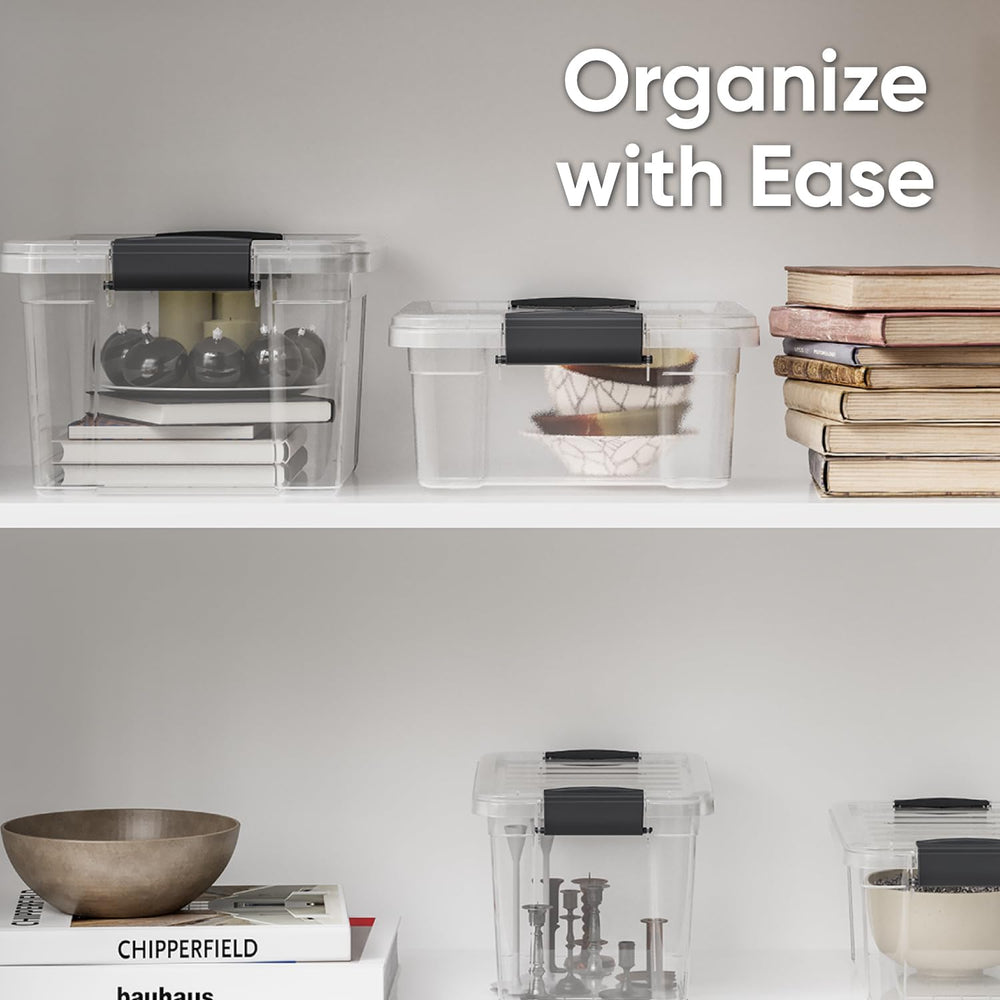 Superio Storage Bins with Lids- Clear Boxes for Organizing, Stackable Plastic...