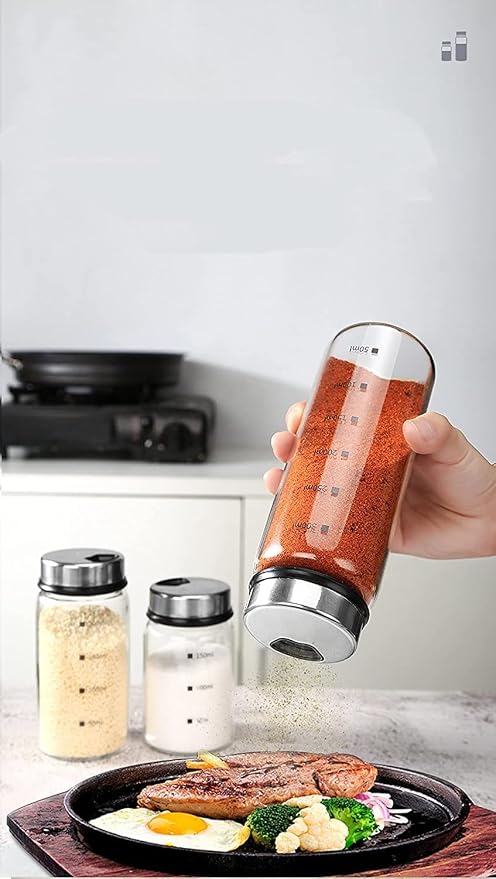 2 Piece 4-Neck Glass Seasoning Shakers - Image 8