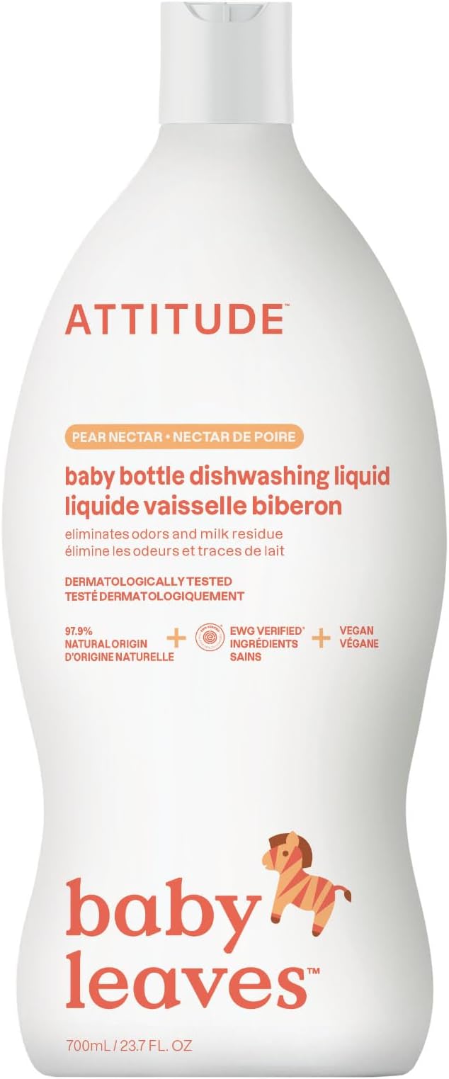 ATTITUDE Baby Dish Soap and Bottle Cleaner, EWG Verified Dishwashing Liquid by ATTITUDE