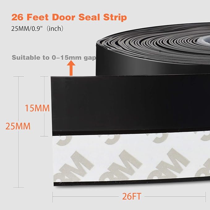 26 Feet Silicone Seal Strip, Weather Stripping Seal Tape - Image 3