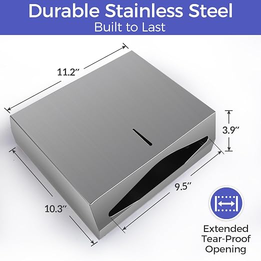 Paper Towel Dispenser Wall Mount, Brushed Stainless Steel Commercial Paper - Image 5