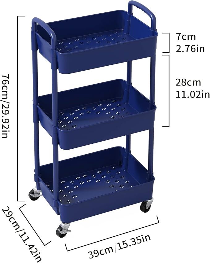 Sywhitta 3-Tier Plastic Rolling Utility Cart - Image 2