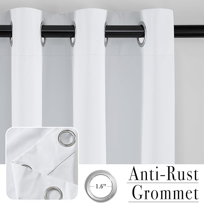 PONY DANCE White Total Blackout Curtains 84 inch Length 2 Panels Set, 100% - Image 2
