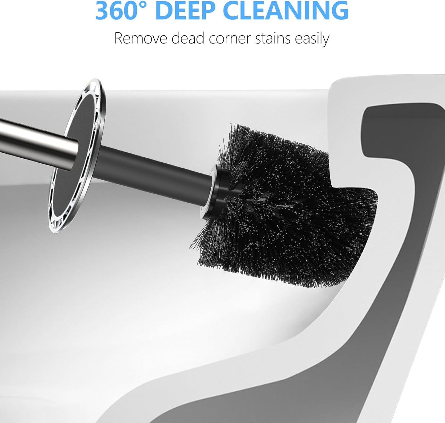 SetSail Toilet Brush, Compact Size Toilet Bowl Brush and Holder Toilet Brushes for Bathroom with Stainless Steel Handle Toilet Cleaner Brush with Durable Scrubbing Bristles, Splash-Proof