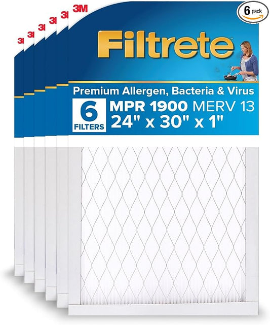 Filtrete 24x30x1 AC Furnace Air Filter, MERV 13, MPR 1900, Premium Allergen by Filtrete