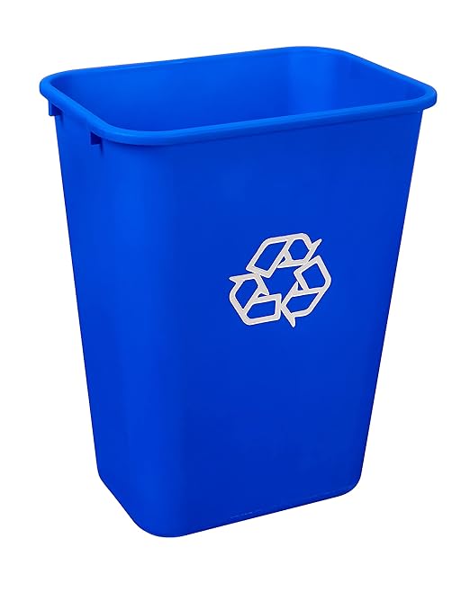 Amazon Basics Trash Can, Rectangular Commercial Office Wastebasket, Recycle Logo - Image 2