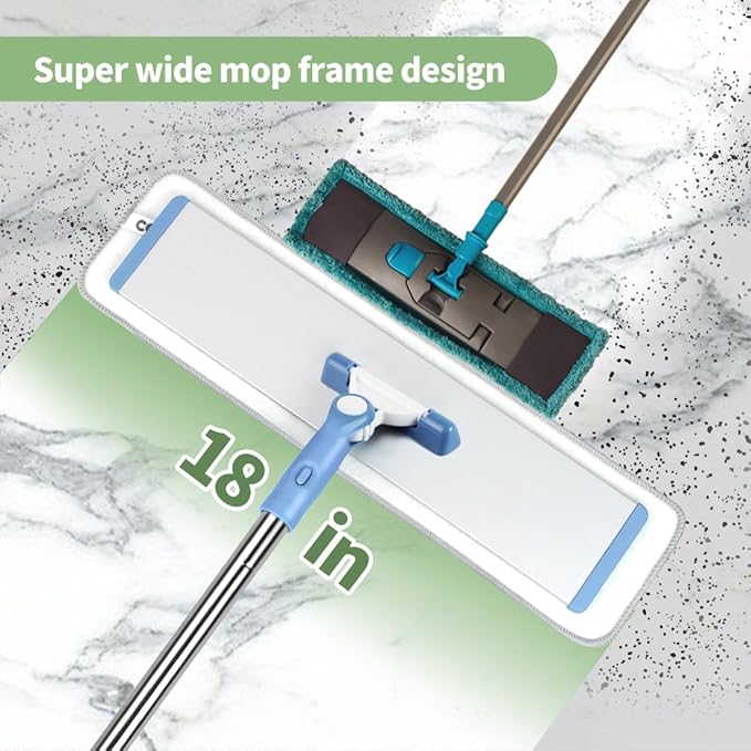 CQT Commercial Flat Microfiber Floor Mop Cleaning System 18" Inch Wet Dry and - Image 6