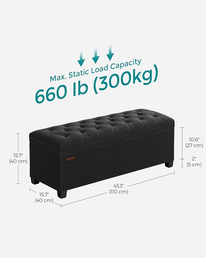 SONGMICS Storage Ottoman Bench, Foot Rest - Image 2