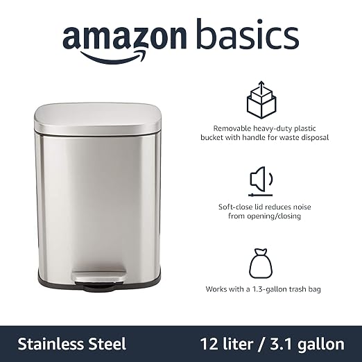 Amazon Basics Smudge Resistant Small Rectangular Trash Can - Image 2