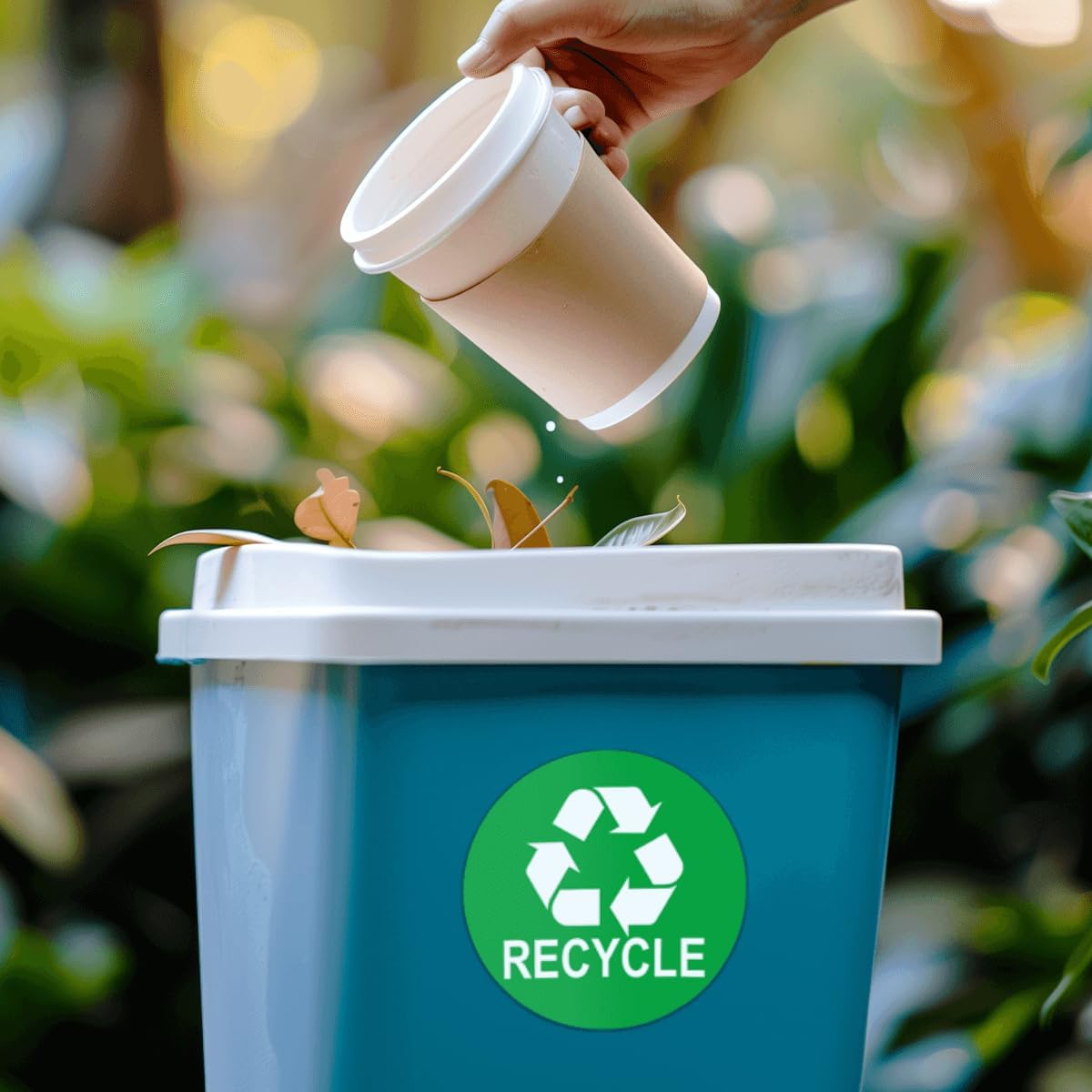 Pack 8 Pcs Recycle and Trash Sticker for Trash Cans Garbage Bins Waste Signs Recycling Bin Labels Outdoor Indoor Offices Home Bumper Stickers Reusable Waterproof Vinyl Decals Set