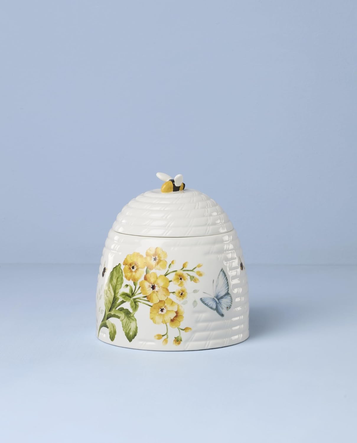 Lenox Butterfly Meadow Beehive Candy Jar | porcelain, dishwasher safe | butterfly and floral design | pantry storage and table decor accent, cookie jar and candy dish