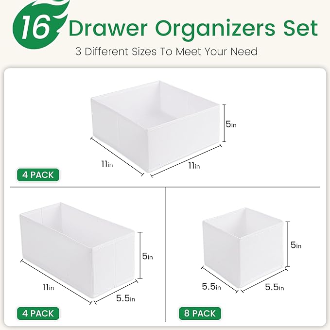 Criusia 16 Pack Underwear Drawer Organizer, Drawer Organizer Clothes, Foldable - Image 3