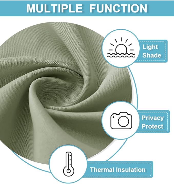 RYB HOME Short Curtains 45 inch 2 Panels Set, Room Darkening Small Window - Image 5