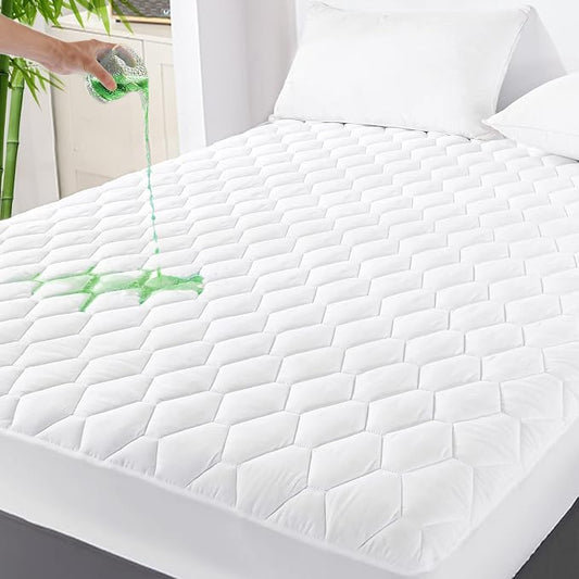 GRT Full Mattress Protector Waterproof, Rayon from Bamboo, Cooling Quilted by GRT