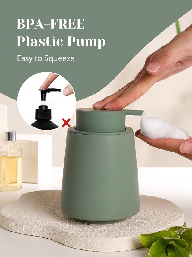 INGOFIN Ceramic Foaming Soap Dispenser -14 oz Foam Hand Soap Dispenser Bathroom - Image 6