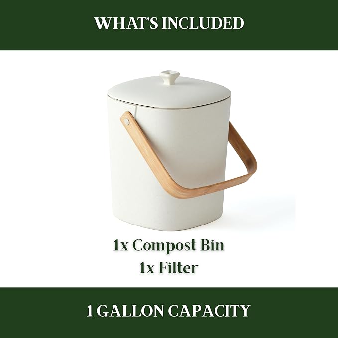 Bamboozle Countertop Compost Bin Kitchen | 1 Gallon | Odorless Composting Bin - Image 3