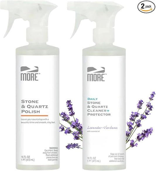 MORE - Twin Pack - Includes Stone & Quartz Cleaner + Polish - Granite, Quartz & by MORESurfaceCare