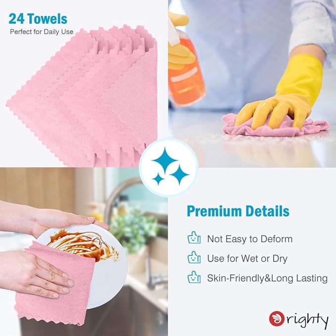 Orighty Microfiber Cleaning Cloth, 24 Pack Highly Absorbent Cleaning Supplies - Image 6