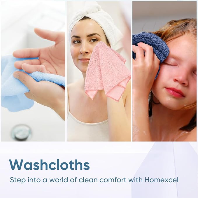 HOMEXCEL Microfiber Washcloths 12 Pack, Highly Absorbent and Soft Face Towel - Image 6