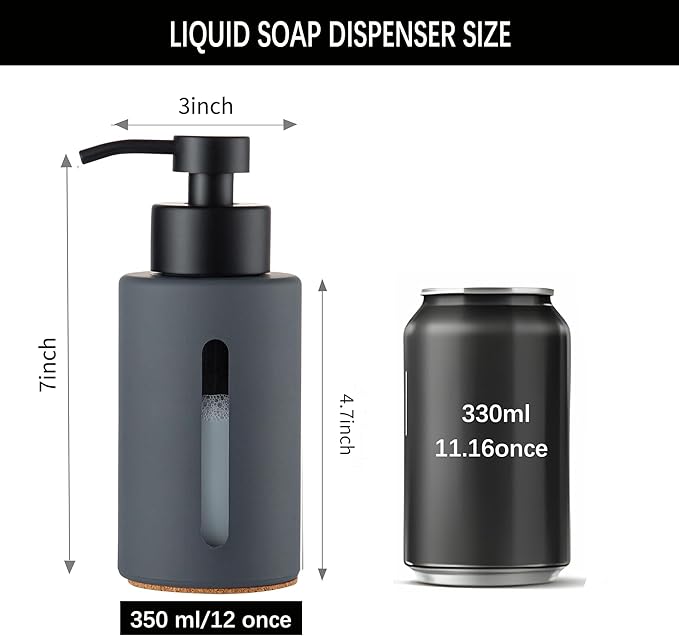 Enra Dish Soap Dispenser with Window, 12oz Gary Kitchen Soap Dispenser with - Image 5
