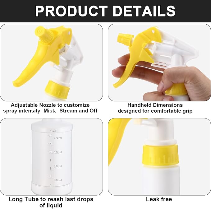 Eccliy 12 Pcs 16 Oz Plastic Spray Bottle, Adjustable Empty Reusable Sprayer - Image 5