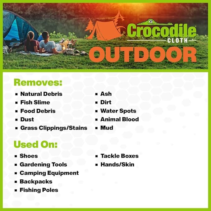 Crocodile Cloth Outdoor Cleaning Wipes – 80 Count Plant-Based Cloths, Skin Safe - Image 5