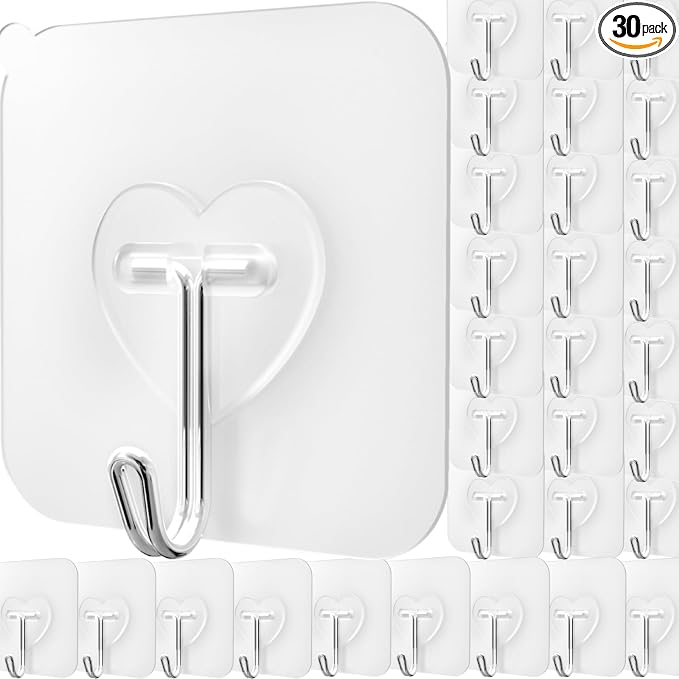 DGYB 30 Pcs Clear Adhesive Hooks by DGYB