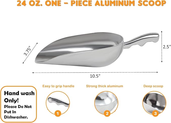 Cast Aluminum Utility Scoop - 24 oz. - Round Bottom - Image 2