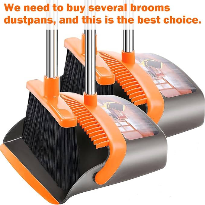 2-Pack is More economical，Upgraded Upright Broom and Dustpan Combo - Image 8