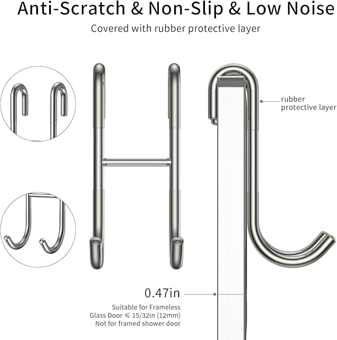 14-Inches Stainless Steel Shower Squeegee Set, Include Shower Door Hook - Image 5