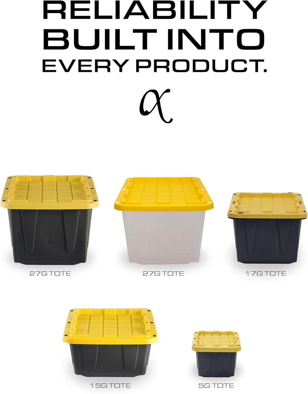 CX Heavy Duty 12-Gallon Stackable Plastic Storage Bins with Lids, 6 Pack