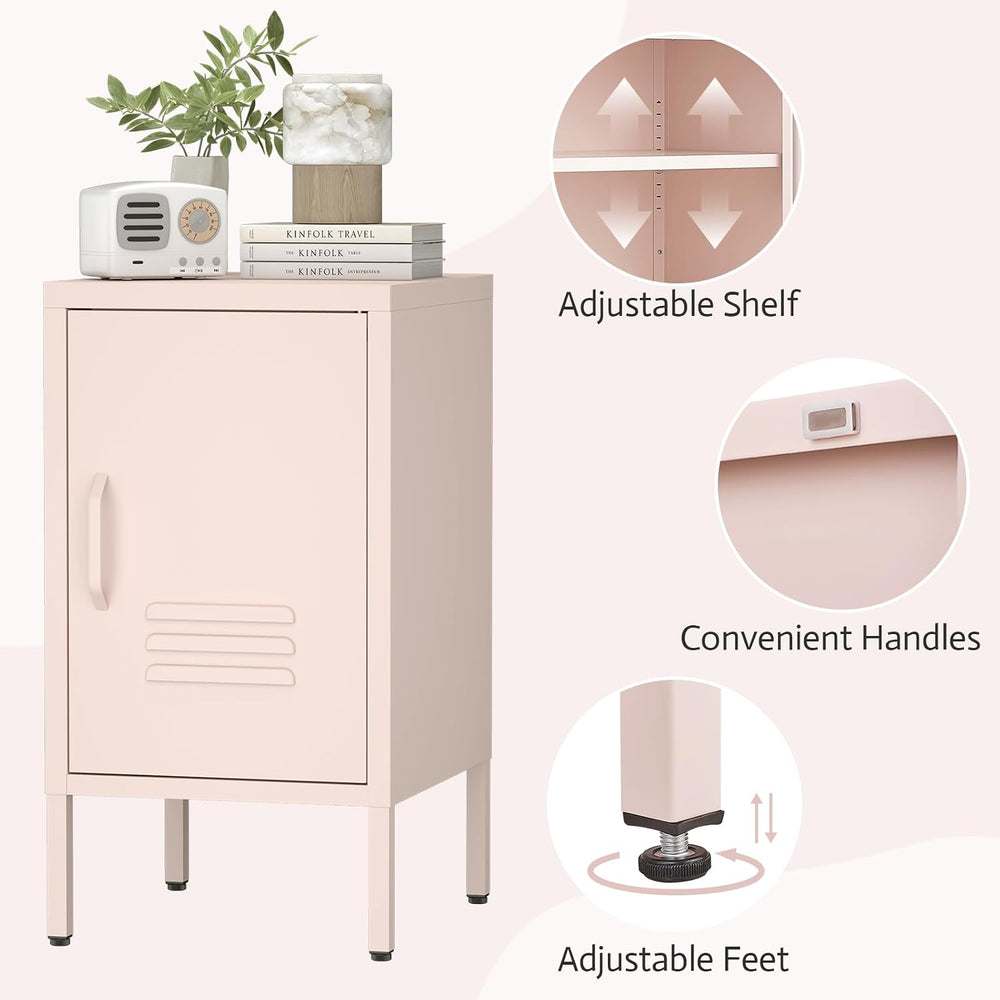 IRONFFICE Metal Cabinet,Locker Nightstand with Shelf,Metal Storage Locker,Ste...