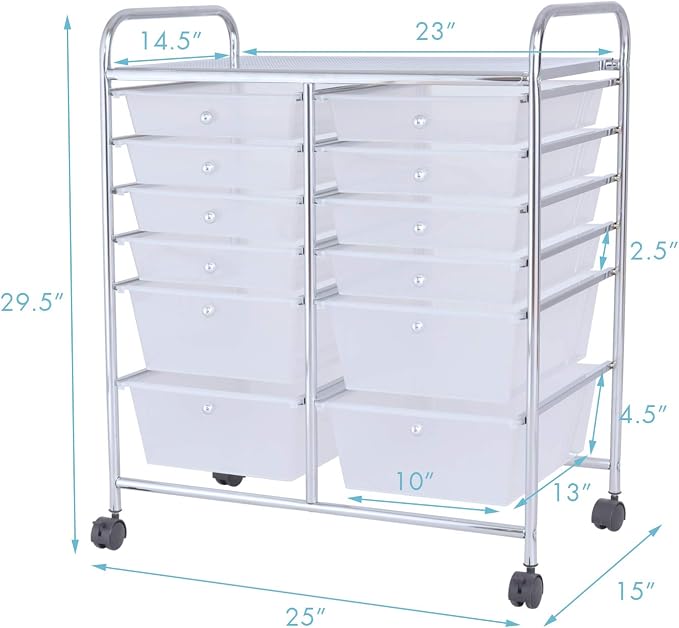 GOFLAME 12-Drawer Rolling Storage Cart, Mobile Utility Cart - Image 3